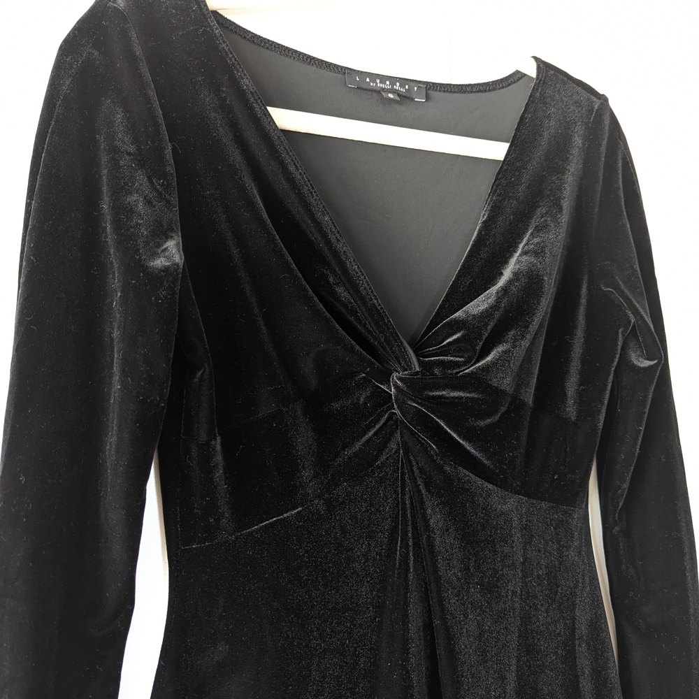 Laundry By Shelli Segal Black Velvet Midi Dress - Picture 2 of 5